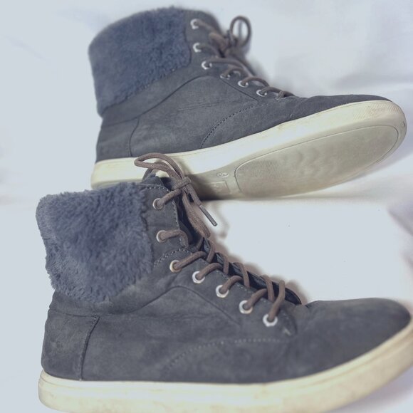 Justice-Women's Faux Fur Size 9 Gray Booties-Lace Up-Warm-School- - Picture 3 of 15